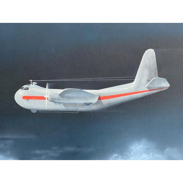 World War 2 Original Oil Painting, Budd Rb - 1 Conestoga Cargo Airplane, United States Navy Rare Artifact - Circa 1942 For Sale - Image 4 of 9
