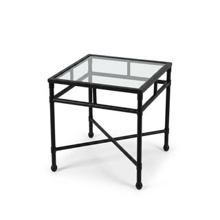 Neoclassical Style Powder-Coated Iron and Glass Side Table For Sale