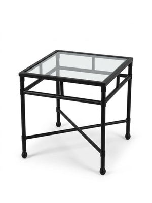 Neoclassical Style Powder-Coated Iron and Glass Side Table