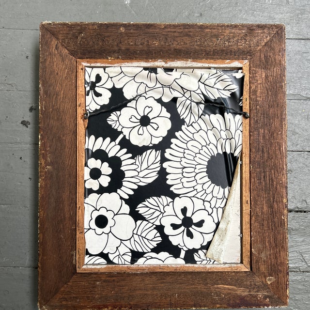 1960’s Original Folk Art Paris School Style Female Portrait / Seascape Painting Fancy French Frame For Sale In Philadelphia - Image 6 of 6
