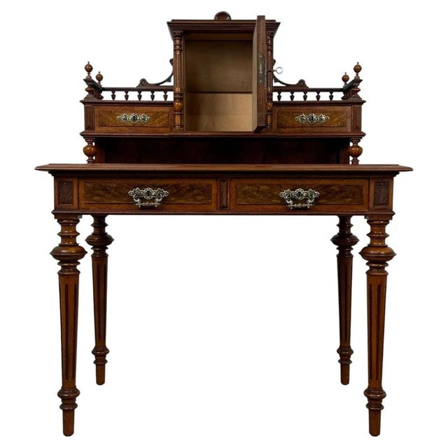 19th Century French Walnut Writing Table For Sale - Image 11 of 13