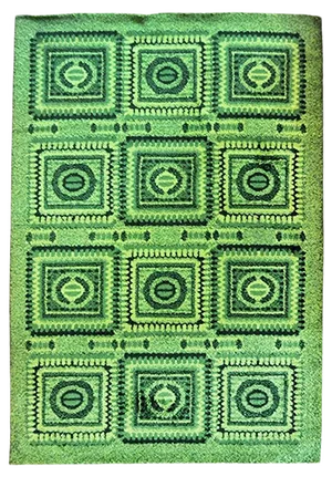 Vintage Green Mosaic Carpet, 1970s