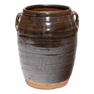 Vintage Chinese Brown Glazed Kitchen Jar For Sale
