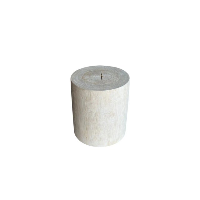 Contemporary Sculptural Teak Wood Side Table Organic Bleached Finish, Modern Organic For Sale - Image 3 of 7