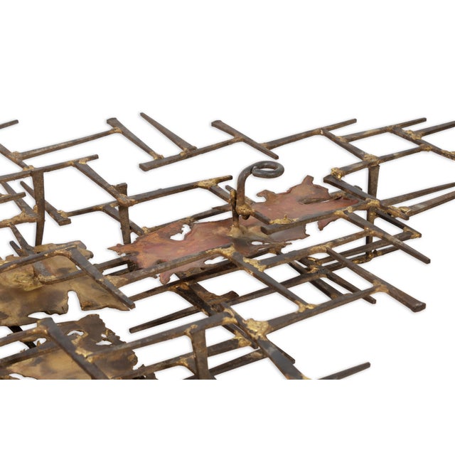 Marc Weinstein Vintage Large Marc Weinstein Brass & Iron Brutalist Hanging Wall Sculpture For Sale - Image 4 of 7