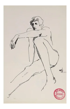 Mid 20th Century Pen & Ink Nude Study