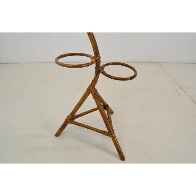 Wood Mid-Century Rattan and Bamboo Flower Stand, 1950s For Sale - Image 7 of 12