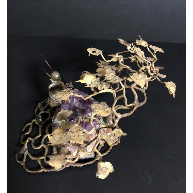 Late 20th Century Ron Bertocchi Bronze and Amethyst Sculpture of Young Girl and Tree For Sale - Image 9 of 11