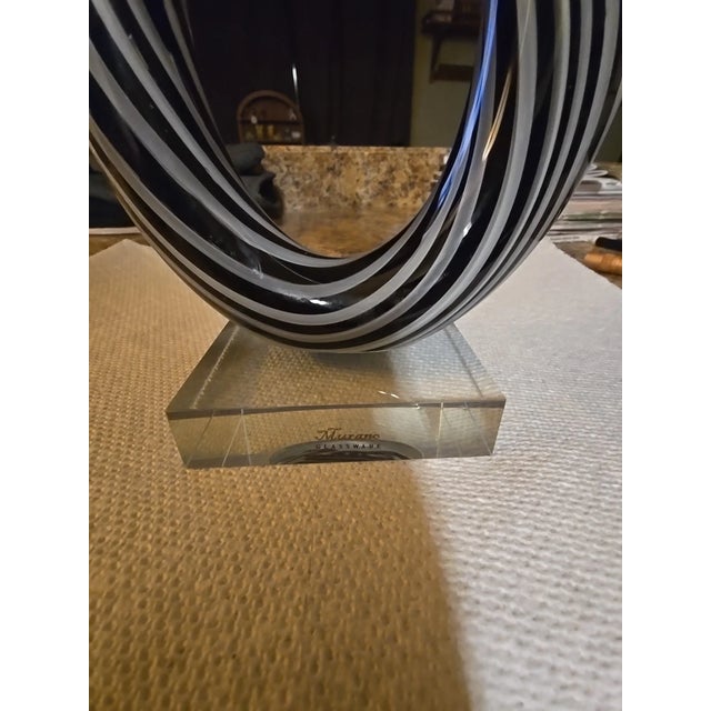 Murano Vintage Murano Black/White Striped Twisted Sculpture For Sale - Image 4 of 7