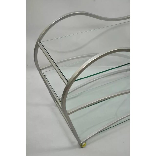 Late 20th Century Late 20th Century Design Institute of America Rick Lee Style Brushed Nickel Metal Sculptural Bar Cart For Sale - Image 5 of 9