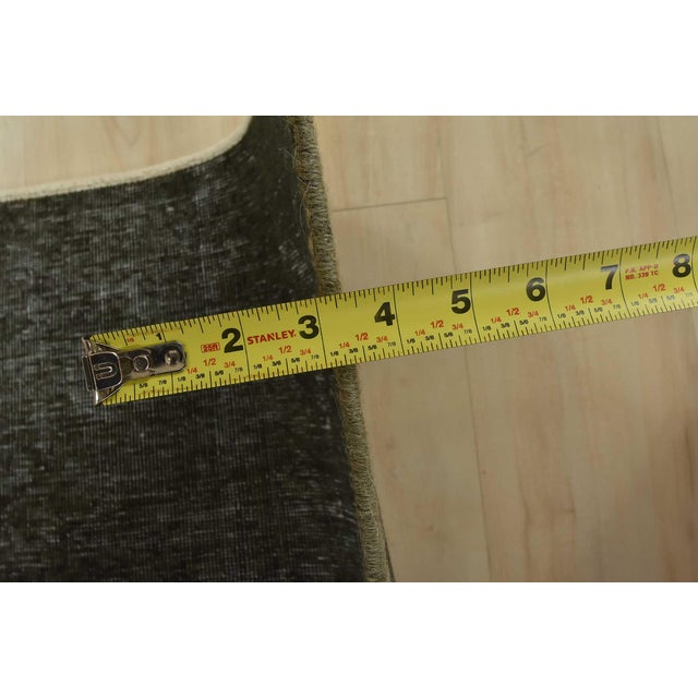 Black Tabriz Runner 2’4” X 6′ Black Wool Vintage Overdyed Hand-Knotted Rug For Sale - Image 8 of 10