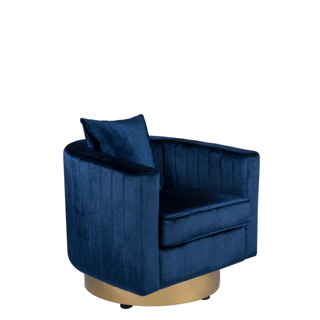 Art Deco Irina Blue Swivel Barrel Chair Chairish