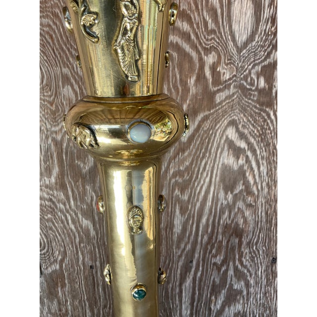 Metal Vintage Boho Bejeweled Brass Table Lamp For Sale - Image 7 of 12