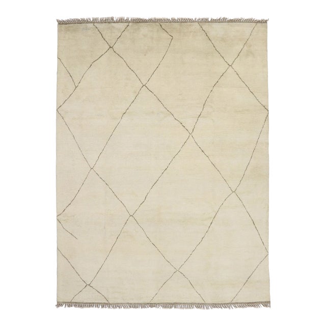 2010s Lage Neutral Moroccan Rug, 10'04 X 13'09 For Sale