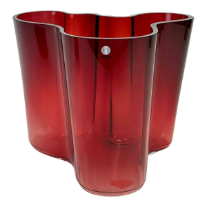 Late 20th Century Iittala Alvar Aalto Cranberry Red Vase