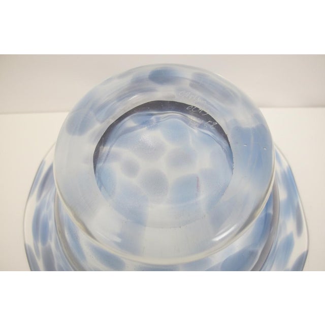 Donald Carlson Mottled Blue Large Studio Art Glass Fluted Bowl For Sale In Portland, OR - Image 6 of 8