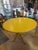 Light Yellow Vintage Round Lacquered Wood Table with Brass Feet, Base, 1950s For Sale - Image 8 of 10