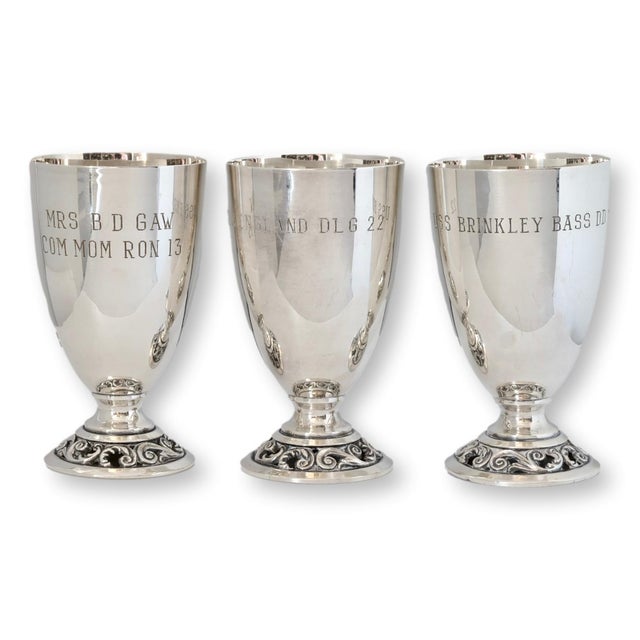 Mid 20th Century Vintage U.S. Navy Silver Plate Naval Ship Goblets Set of 12 For Sale - Image 5 of 6