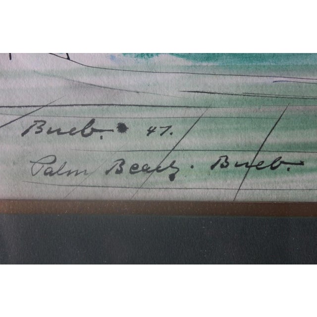 Traditional 1940s "Palm Beach Tropical Oasis" C1947 Watercolor by Franz Bueb For Sale - Image 3 of 11