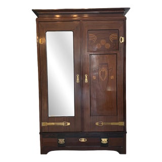 Art Nouveau Wardrobe with Mirror, 1920s For Sale