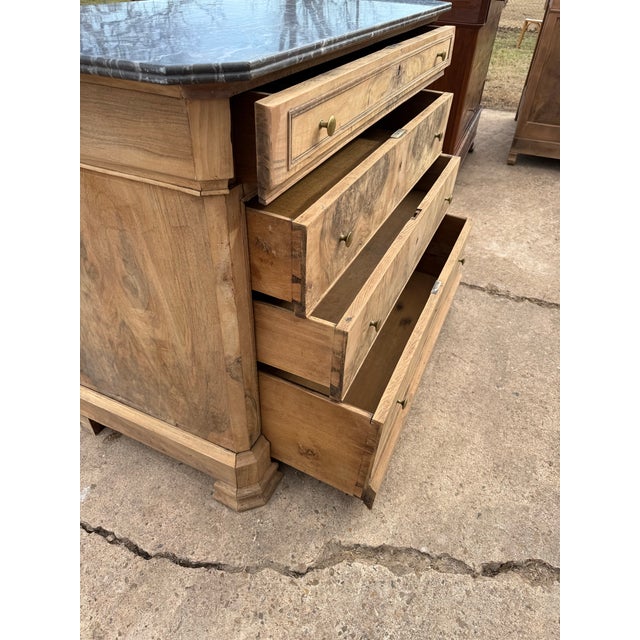 19th Century 19th Century French Louis Philippe Burl Walnut Bleached Marble Top Chest of Drawer / Commodes For Sale - Image 5 of 12