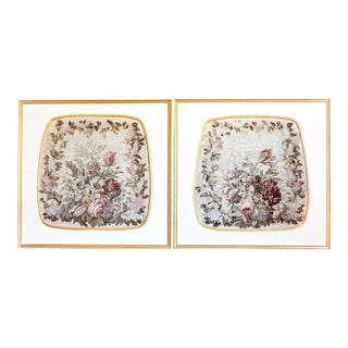 Framed French Silk Aubusson Tapestries with Floral Decor, Sold Individually For Sale