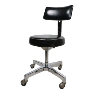 Mid 20th Century Industrial Chrome and Black Swivel Work Stool Chair by Adjusto For Sale