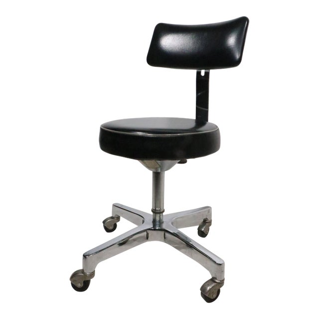 Mid 20th Century Industrial Chrome and Black Swivel Work Stool Chair by Adjusto For Sale