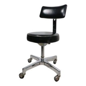 Mid 20th Century Industrial Chrome and Black Swivel Work Stool Chair by Adjusto
