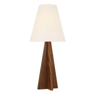 Kelly Wearstler by Visual Comfort Signature Crue 34" Table Lamp in Natural Walnut with Linen Shade For Sale