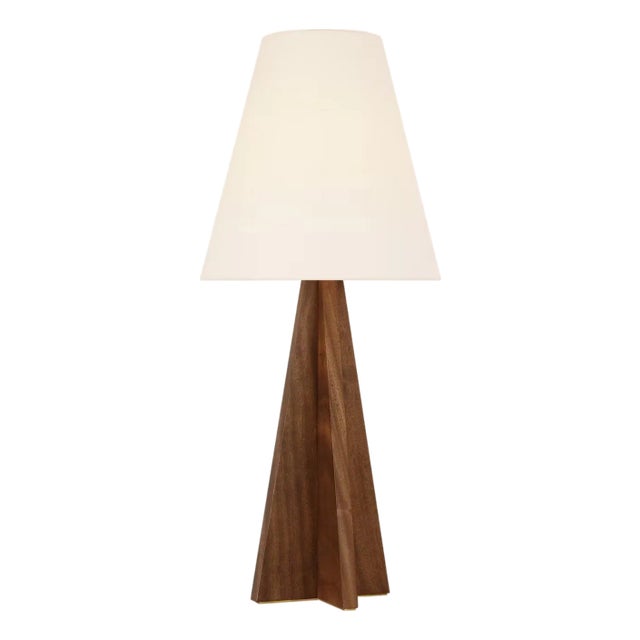 Kelly Wearstler by Visual Comfort Signature Crue 34" Table Lamp in Natural Walnut with Linen Shade For Sale