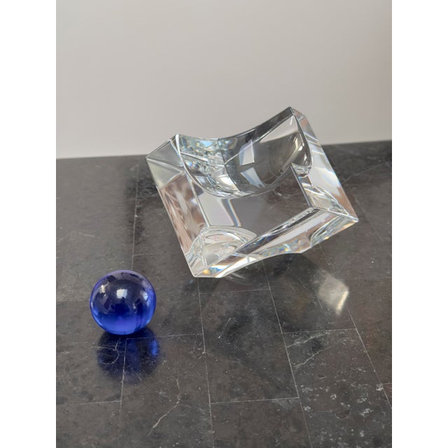 Daum 1950s Daum France Blue Sphere Crystal Geometric Sculpture For Sale - Image 4 of 5