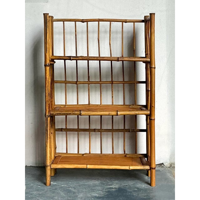 Mid 20th Century Vintage Boho Bamboo Folding Etagere For Sale - Image 5 of 9