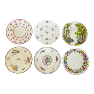 English Fine Bone China Lunch Plates by Shelly - Set of 6