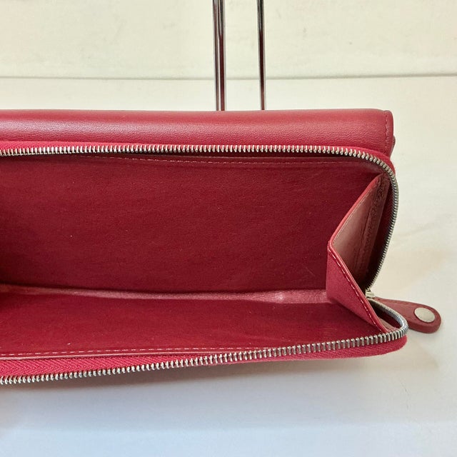1996 Vintage Boho Chic Coach Red Leather Tri-Fold Checkbook, Cards & Coins Wallet For Sale - Image 12 of 12