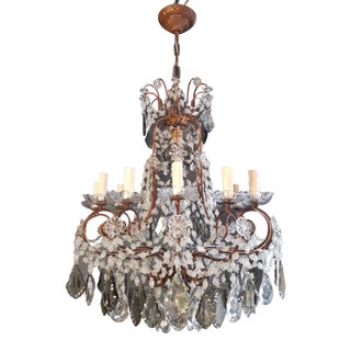 1930s Art Nouveau Florentiner Crystal Chandelier For Sale