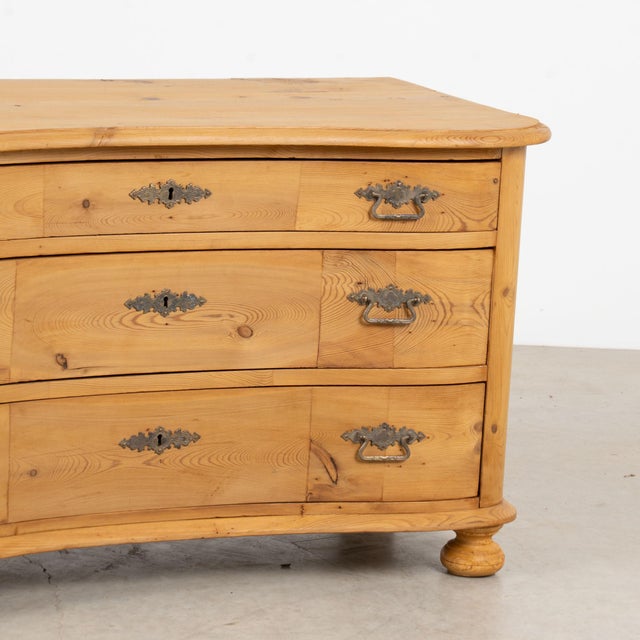 19th Century Danish Pine Curved Chest of Three Drawers For Sale - Image 12 of 15