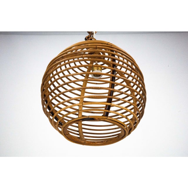 1950s Vintage Italian Bamboo Sphere Chandelier, 1950s For Sale - Image 5 of 13