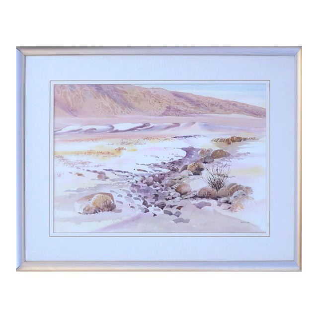 Vintage Rocky Arroyo Death Valley California Landscape Watercolor by Marilyn Ann Deeds For Sale