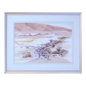 Vintage Rocky Arroyo Death Valley California Landscape Watercolor by Marilyn Ann Deeds