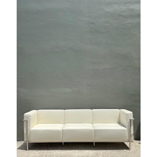 Vintage Chrome Frame Sofa After Le Corbusier For Sale - Image 9 of 17