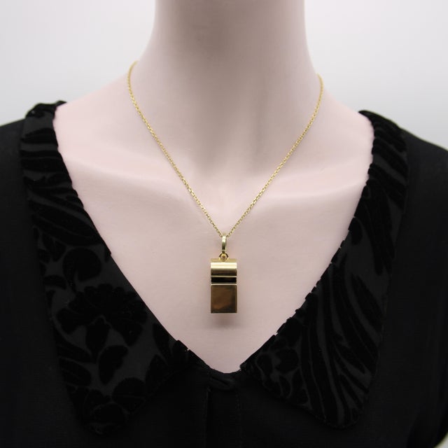 Gold Vintage 18k Gold Large Whistle Pendant Charm For Sale - Image 8 of 8