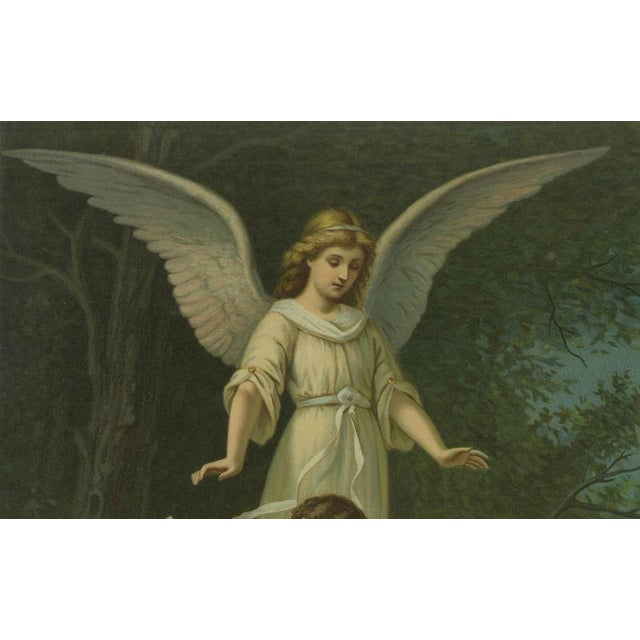 Guardian Angel Protecting Children, 1900, Chromolithograph For Sale - Image 3 of 10