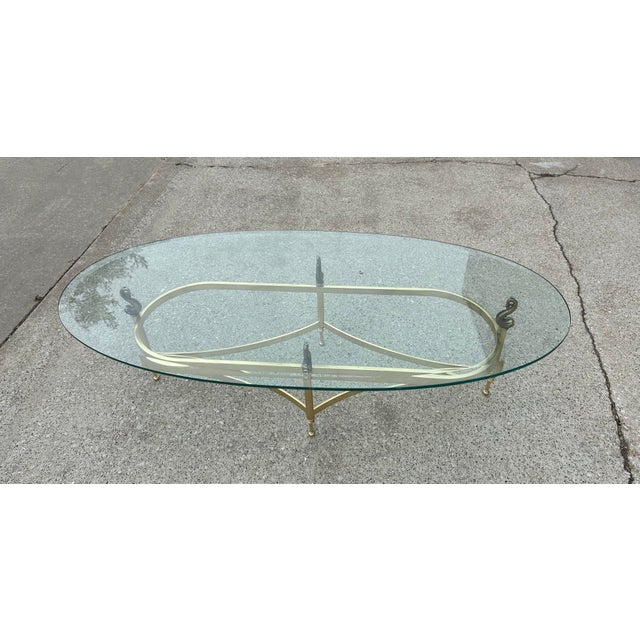 La Barge Brass and Bevelled Glass Koi Fish Coffee Table For Sale - Image 4 of 8