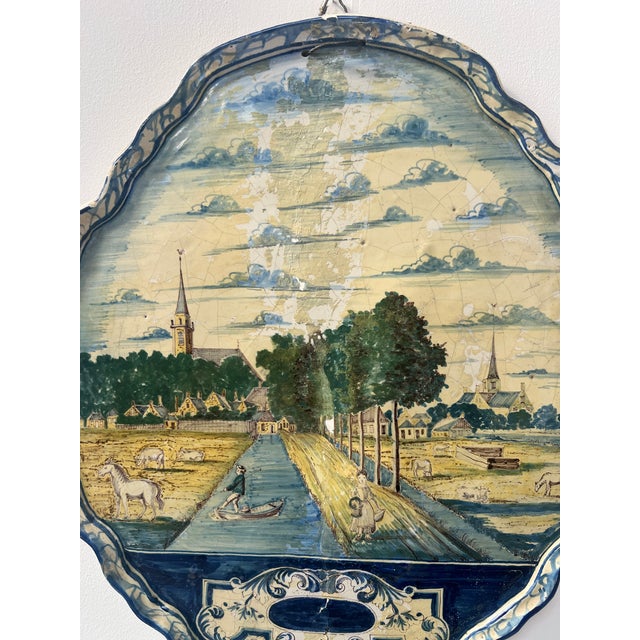 Blue Monochrome Delftware Plaque, 18th Century For Sale - Image 11 of 17