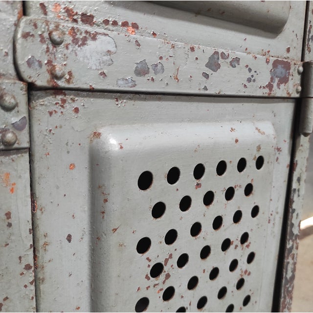 Vintage Industrial Metal 4-Door Locker For Sale - Image 5 of 11