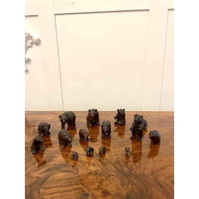 Small 19th Century Carved Oak Black Forest Bears, 1860s, Set of 15 For Sale - Image 14 of 16