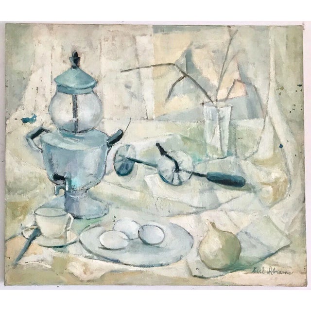 Modernist Still Life Oil Painting on Canvas by CEIL ABRAMS This lovely Mid-Century Modern period painting The artist was...