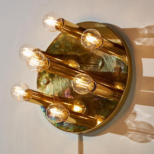 Brass ceiling / wall lamp with seven sockets from the 1970s produced by Sölken Leuchten. with some surface scratches on...