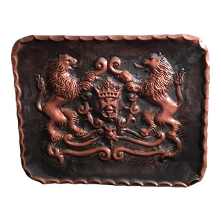 Mid-Century Modern Copper Medieval Wall Plaque For Sale
